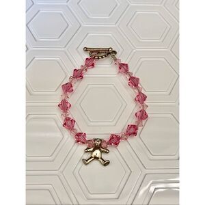 Child’s Bracelet Pink Crystals Teddy Bear Charm #pink bracelet #bear